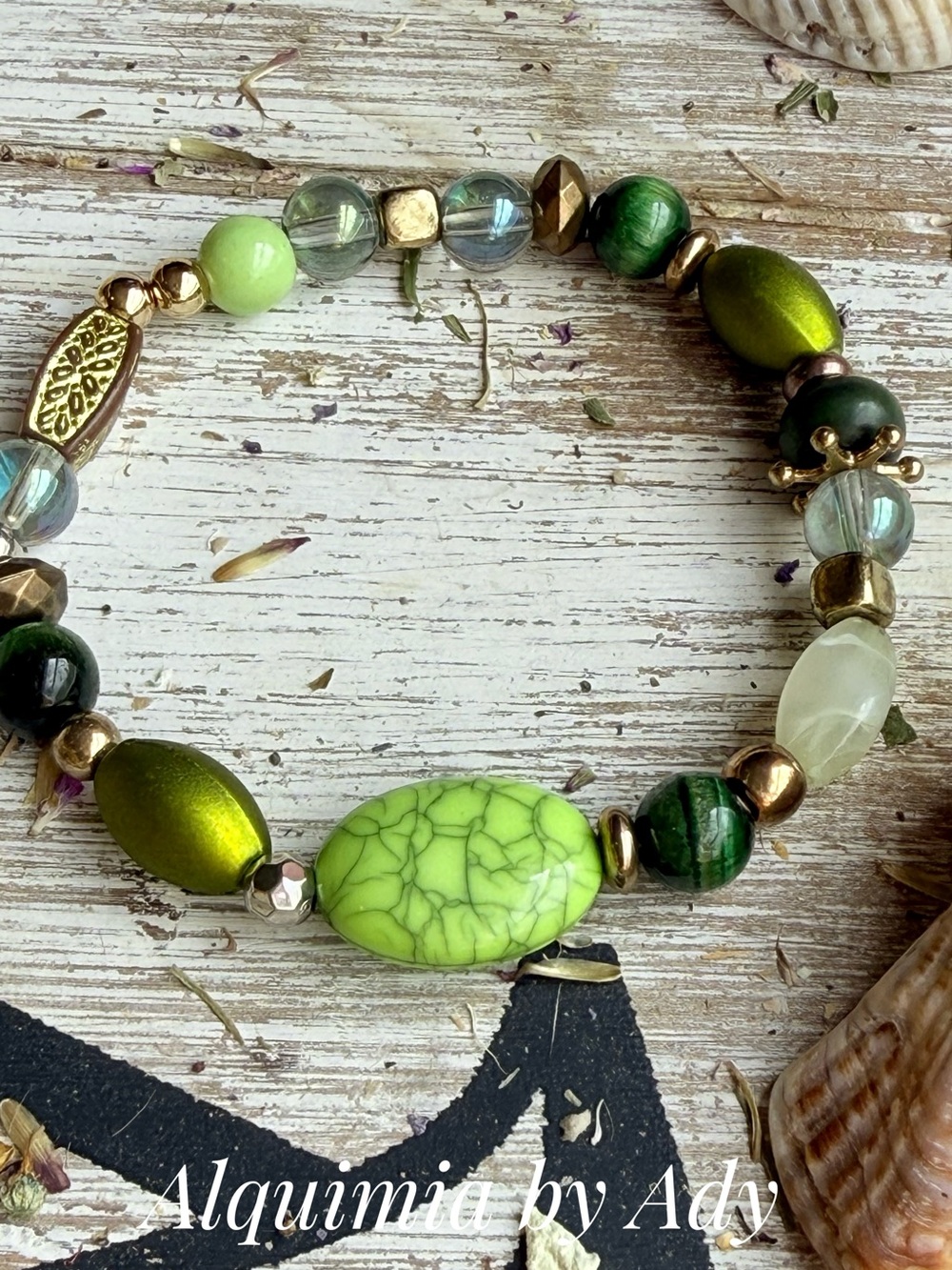 Malachite Lime & Forest Green Mixed Bead Bracelet